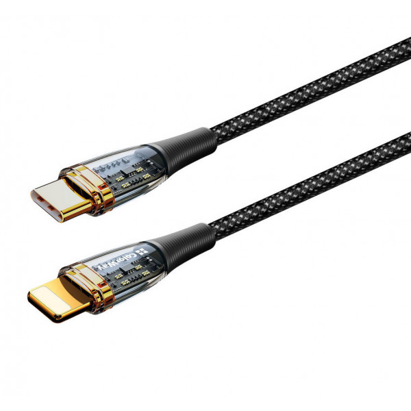 Фото - Кабель Colorway USB-C-Lightning transparent head PD Fast Charging 27W 3.0А, 1.2m Black (CW-CBPDCL057-BK)