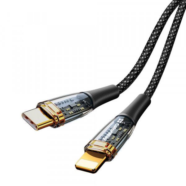 Фото - Кабель Colorway USB-C-Lightning transparent head PD Fast Charging 27W 3.0А, 1.2m Black (CW-CBPDCL057-BK)