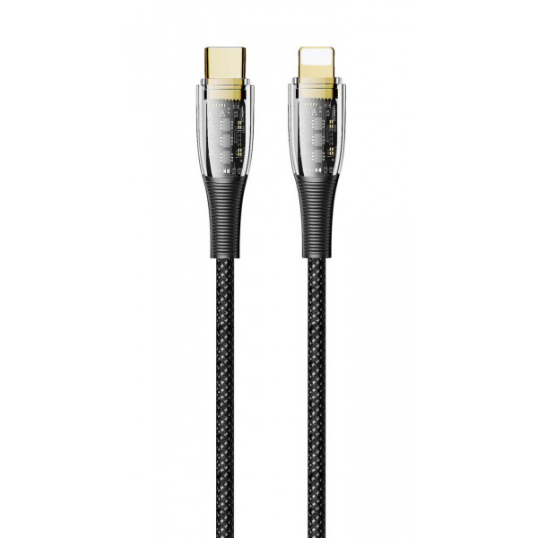 Фото - Кабель Colorway USB-C-Lightning transparent head PD Fast Charging 27W 3.0А, 1.2m Black (CW-CBPDCL057-BK)