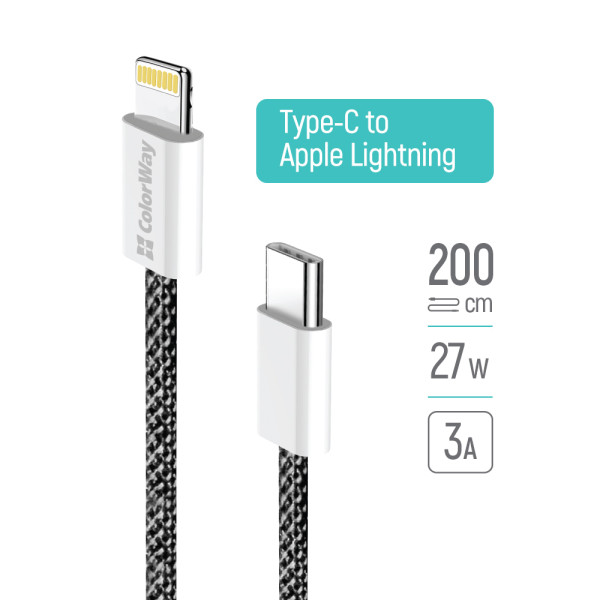 Фото - Кабель Colorway Type-C - Apple Lightning 2м Black (CW-CBPDCL068-BK)