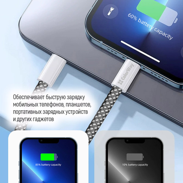 Фото - Кабель Colorway Type-C - Apple Lightning 2м Black (CW-CBPDCL068-BK)