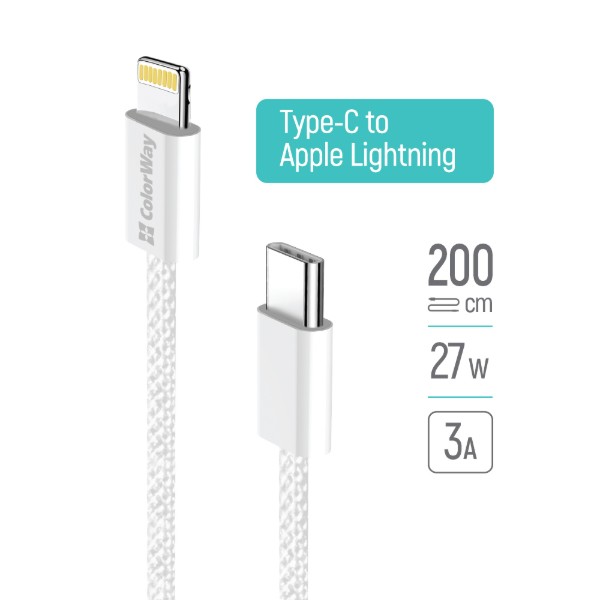 Фото - Кабель Colorway Type-C - Apple Lightning 2м Gray (CW-CBPDCL068-GR)