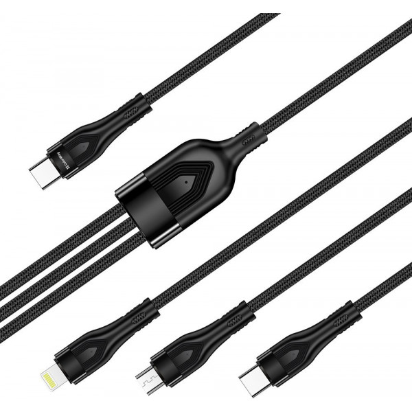 Фото - Кабель синхронизации данных Colorway Type-C - 3в1 (Lightning+MicroUSB+Type-C) 3.0A PD60W data 1.2м черный (CW-CBPDU3060-BK)