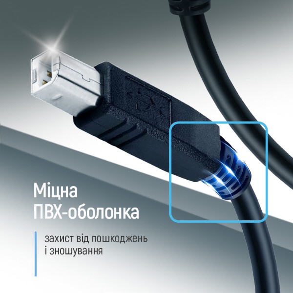 Фото - Кабель USB type A - USB type B Colorway USB 2.0 AM to BM Print Cable 3m (CW-CBUB073-BK)