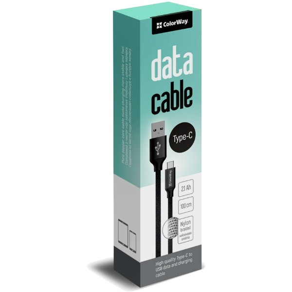 Фото - Кабель Colorway USB-USB Type-C 1m Black (CW-CBUC003-BK)