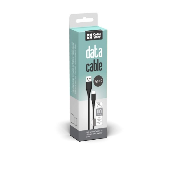 Фото - Кабель Colorway USB-USB Type-C (PVC) 2.4А 1m Black (CW-CBUC026-BK)