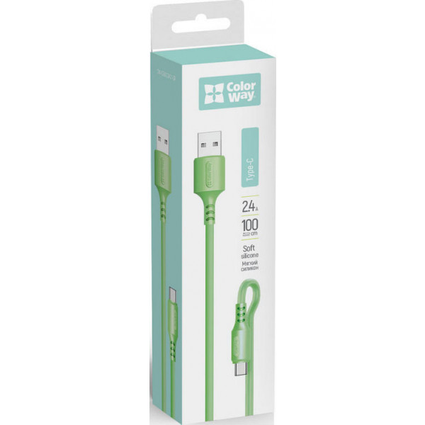 Фото - Кабель синхронізації даних Colorway USB - Type-C 2.4А 1 m (CW-CBUC042-GR)