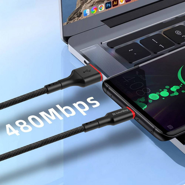 Фото - Кабель синхронізації даних Colorway USB - Type-C 4А 1m (CW-CBUC064-BK)