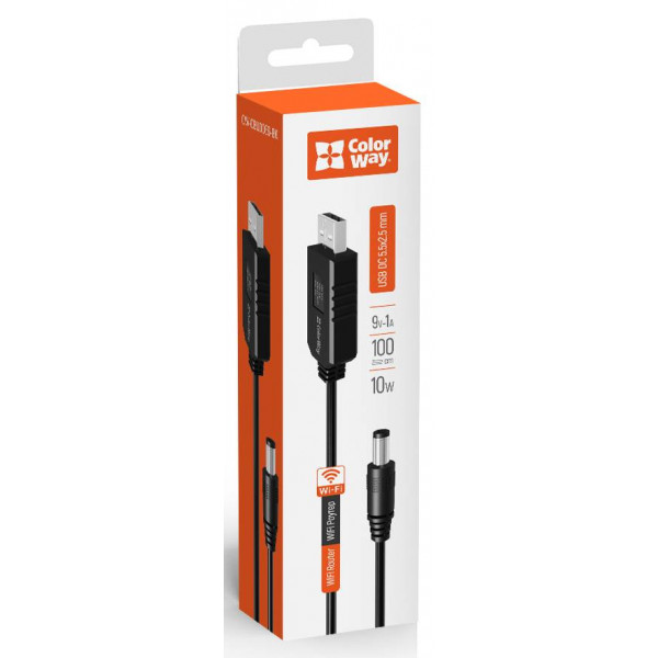 Фото - Кабель USB - DC Colorway 9V USB-DC 5.5х2.5mm 1m (CW-CBUD066-BK)