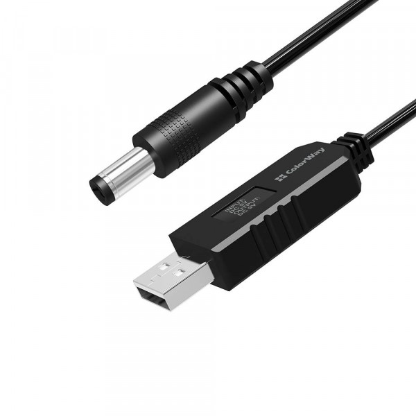 Фото - Кабель USB - DC Colorway 9V USB-DC 5.5х2.5mm 1m (CW-CBUD066-BK)