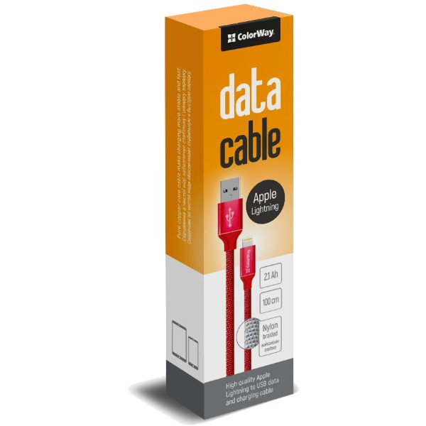 Фото - Кабель Colorway USB-Lihgtning 1m Red (CW-CBUL004-RD)