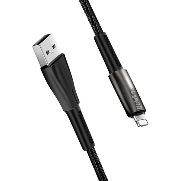 Фото - Кабель Colorway USB - Apple Lightning Zinc Alloy + Led 2.4А 1 м Black (CW-CBUL035-BK)
