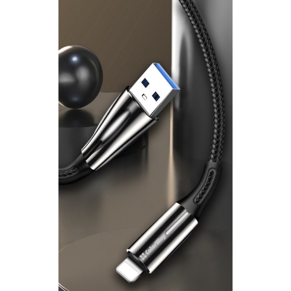 Фото - Кабель Colorway USB - Apple Lightning Zinc Alloy + Led 2.4А 1 м Black (CW-CBUL035-BK)