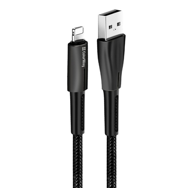 Фото - Кабель Colorway USB - Apple Lightning Zinc Alloy + Led 2.4А 1 м Black (CW-CBUL035-BK)