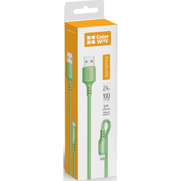 Фото - Кабель Colorway USB - Apple Lightning 2.4А 1 m (CW-CBUL042-GR)