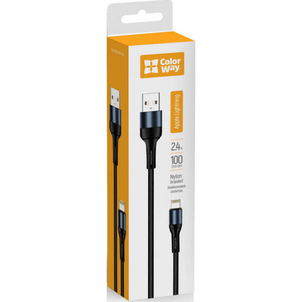 Фото - Кабель Colorway USB - Apple Lightning 2.4А 1 m (CW-CBUL045-BK)