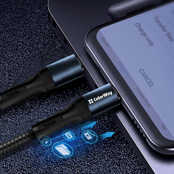 Фото - Кабель Colorway USB - Apple Lightning 2.4А 1 m (CW-CBUL045-BK)