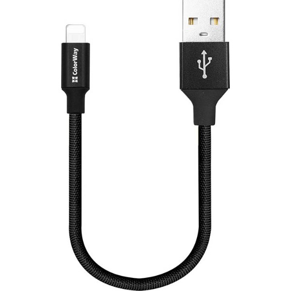 Фото - Кабель Colorway USB-Apple Lightning 2.4А 25 см Black (CW-CBUL048-BK)