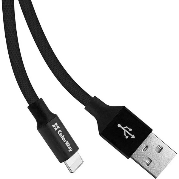 Фото - Кабель Colorway USB-Apple Lightning 2.4А 25 см Black (CW-CBUL048-BK)