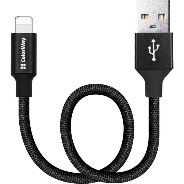 Фото - Кабель Colorway USB-Apple Lightning 2.4А 25 см Black (CW-CBUL048-BK)