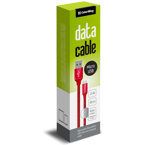 Фото - Кабель синхронізації даних Colorway USB-MicroUSB 1m Red (CW-CBUM002-RD)