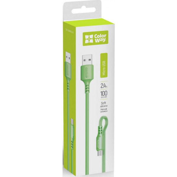 Фото - Кабель синхронізації даних Colorway USB - MicroUSB 2.4А 1 m (CW-CBUM042-GR)