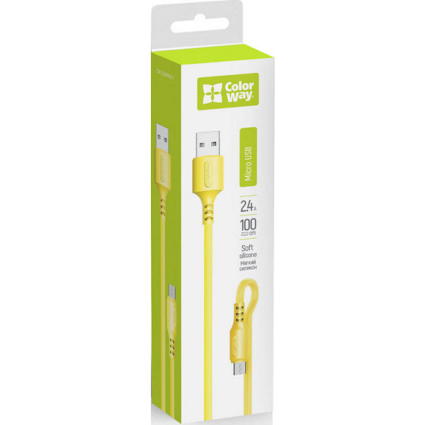 Фото - Кабель синхронізації даних Colorway USB - MicroUSB 2.4А 1 m (CW-CBUM043-Y)