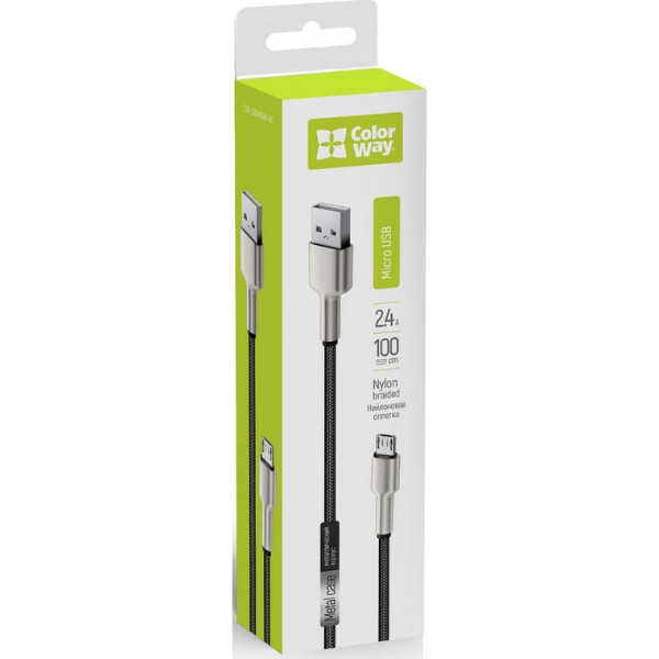 Фото - Кабель Colorway USB - MicroUSB 2.4А 1 m (CW-CBUM046-BK)