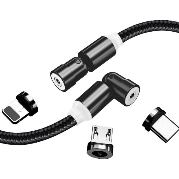 Фото - Кабель Colorway USB-Lightning + microUSB + USB-C 1 m Black (CW-CBUU037-BK)