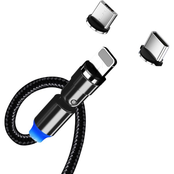 Фото - Кабель Colorway USB-Lightning + microUSB + USB-C 1 m Black (CW-CBUU037-BK)