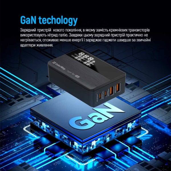 Фото - Сетевое зарядное устройство Colorway Power Delivery GaN (2USB-A + 2USB TYPE-C) (100W) Black (CW-CHS041PD-BK)