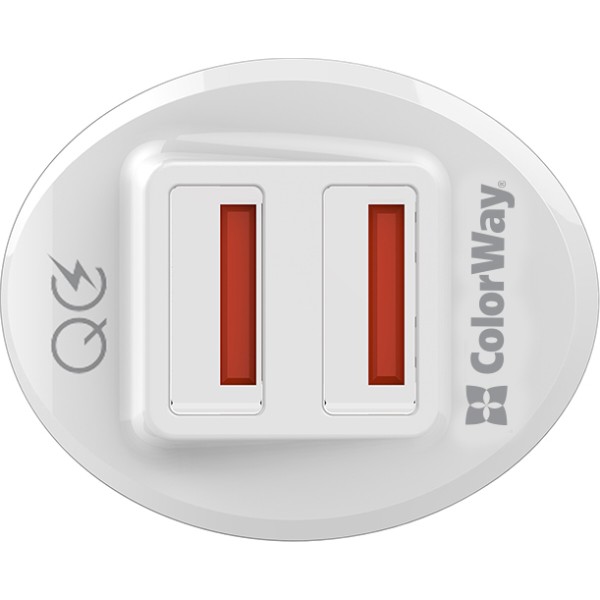 Фото - Автомобильное зарядное устройство Colorway Quick Charge 3.0 2USB 36 White (CW-CHA011Q-WT)