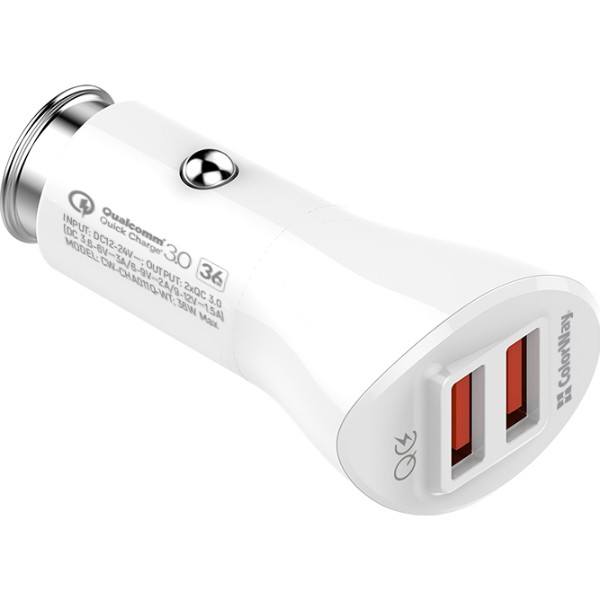 Фото - Автомобильное зарядное устройство Colorway Quick Charge 3.0 2USB 36 White (CW-CHA011Q-WT)