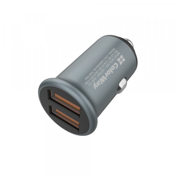 Фото - Автомобільний зарядний пристрій Colorway 2xUSB Quick Charge 3.0 36W Gray (CW-CHA036Q-GR)