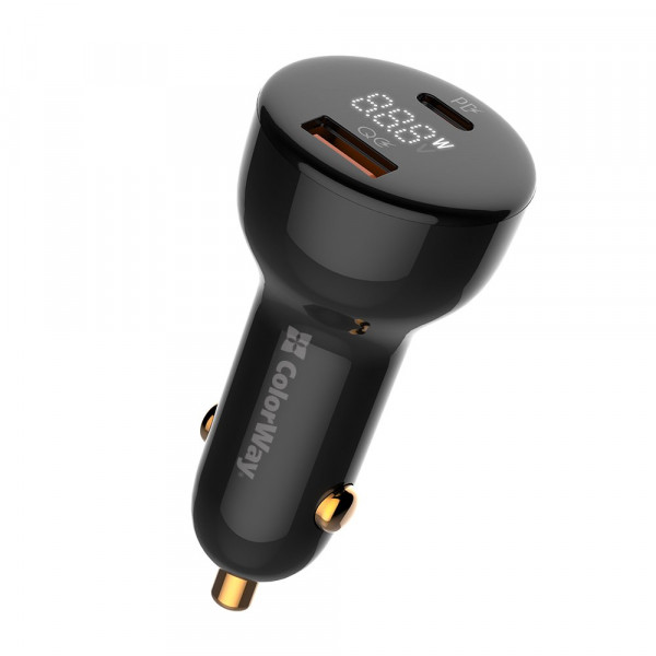 Фото - Автомобільний зарядний пристрій Colorway Power Delivery PPS USB (USB-A + USB-C) (100W) Black (CW-CHA044PD-BK)
