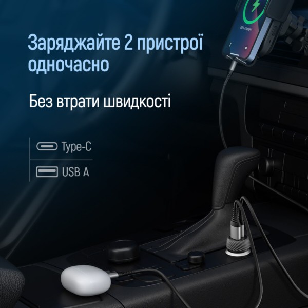 Фото - Автомобільний зарядний пристрій Colorway 2USB (Type-C PD35W + USB QC3.0) (35W) Black (CW-CHA064PD-BK)
