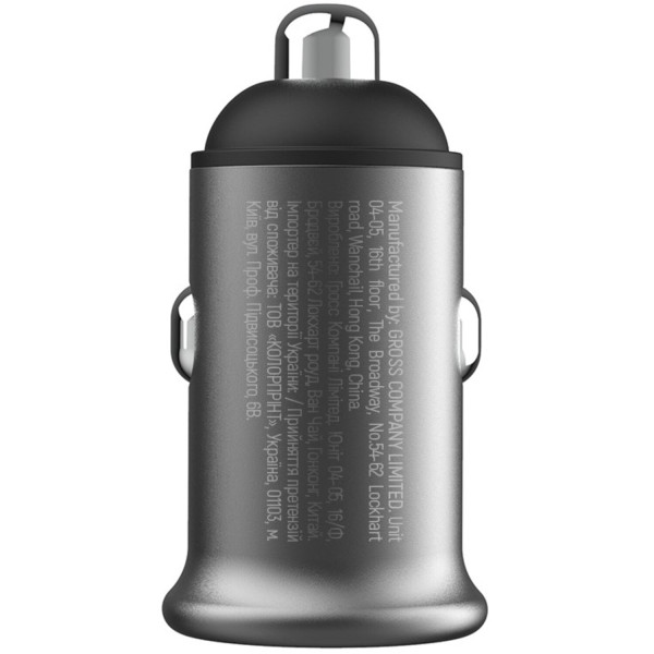 Фото - Автомобільний зарядний пристрій Colorway 2USB (Type-C PD30W + USB QC3.0 18W) (48W) Gray (CW-CHA065PD-GR)