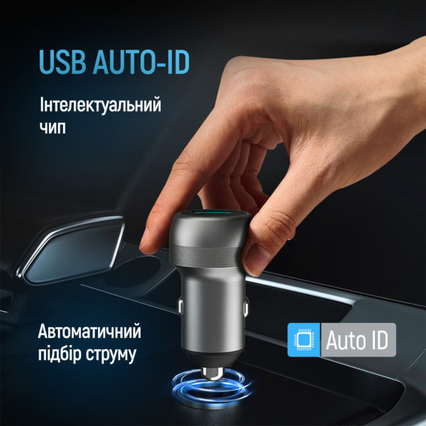 Фото - Автомобільний зарядний пристрій Colorway 2USB (Type-C PD35W + USB QC3.0 35W) (70W) Gray (CW-CHA066PD-GR)