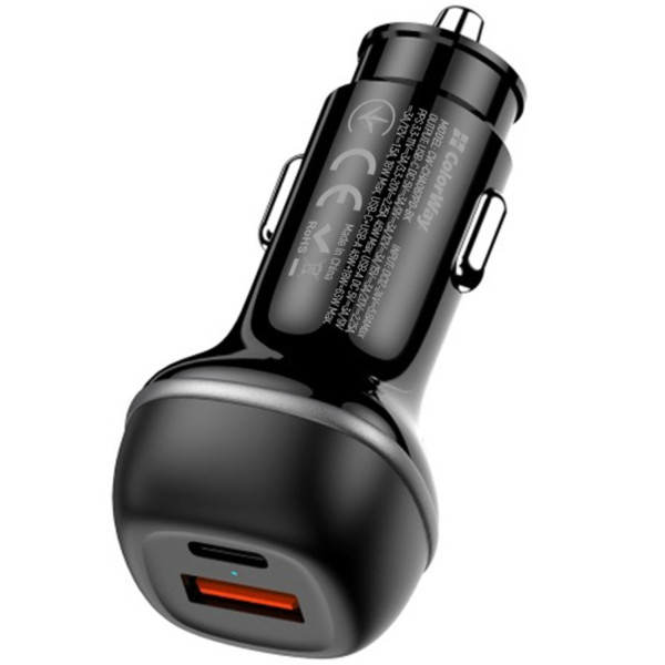 Фото - Автомобільний зарядний пристрій Colorway 2USB (Type-C PD45W + USB QC3.0 18W) (63W) Black (CW-CHA067PD-BK)