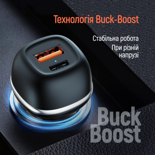 Фото - Автомобільний зарядний пристрій Colorway 2USB (Type-C PD45W + USB QC3.0 18W) (63W) Black (CW-CHA067PD-BK)