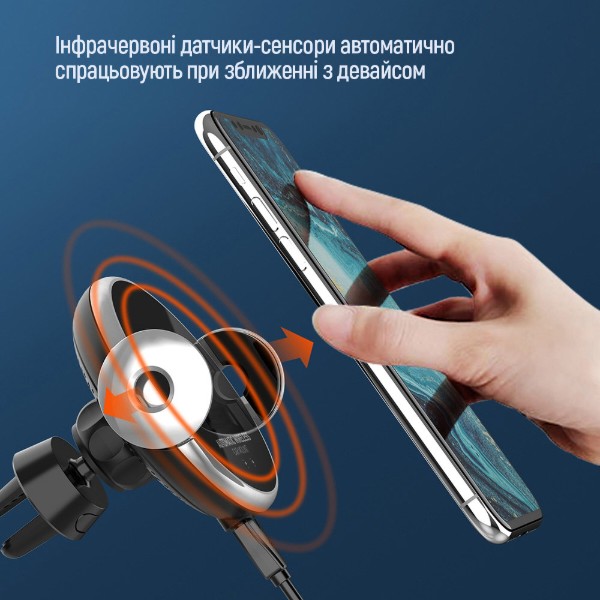 Фото - Автотримач з бездротовою зарядкою Colorway AutoSense Car Wireless Charger 2 10W Black (CW-CHAW035Q-BK)