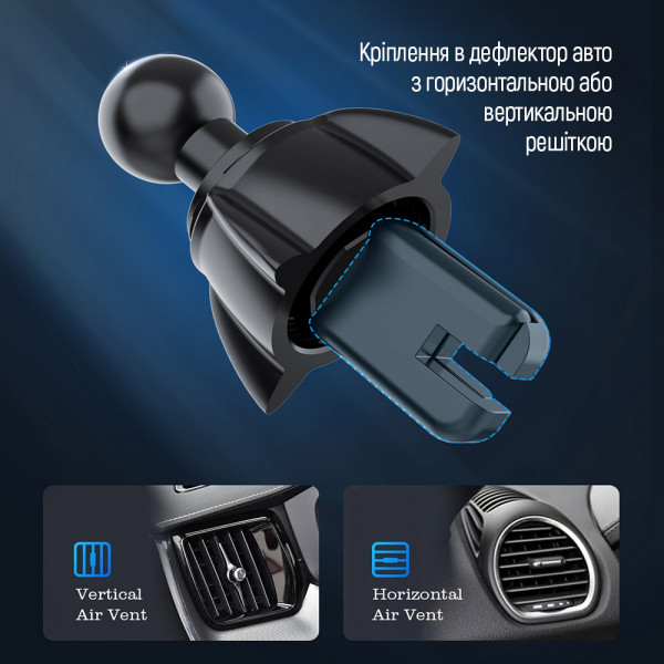 Фото - Автодержатель с беспроводной зарядкой Colorway Air Vent Car Wireless Charger 15W Black (CW-CHAW038Q-BK)