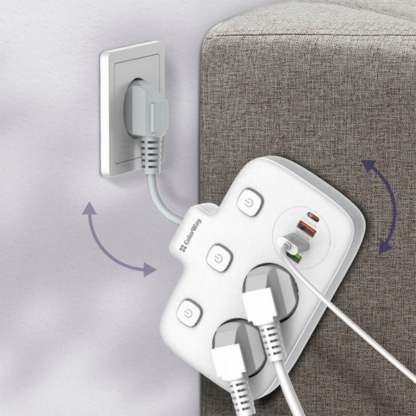 Фото - Мережевий фільтр Colorway 2 розетки,3 USB-A, 1xUSB-C (CW-CHE24PDW)