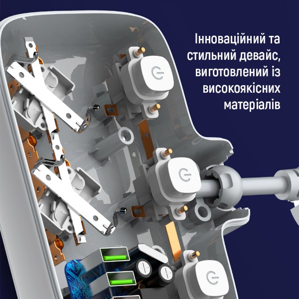 Фото - Мережевий фільтр Colorway 2 розетки,3 USB-A, 1xUSB-C (CW-CHE24PDW)