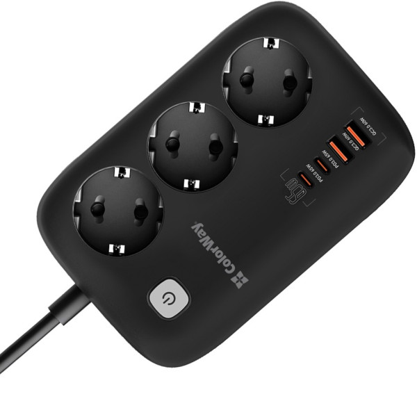 Фото - Мережевий фільтр Colorway 3 розетки/4USB GaN3 Pro PD (2USB-A + 2 TYPE-C) (65W) Black 2m (CW-CHE34PDB)