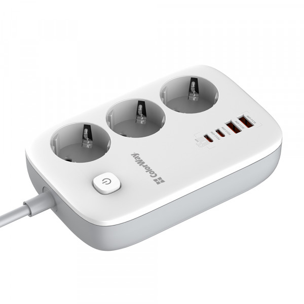 Фото - Мережевий фільтр Colorway 3 р/4USB GaN3 Pro PD (2USB-A + 2 TYPE-C) (65W) White 2м (CW-CHE34PDW)