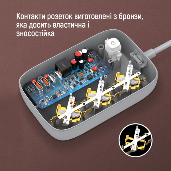 Фото - Мережевий фільтр Colorway 3 р/4USB GaN3 Pro PD (2USB-A + 2 TYPE-C) (65W) White 2м (CW-CHE34PDW)