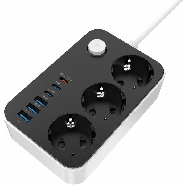 Фото - Сетевой фильтр Colorway 3 роз., 6xUSB (3xUSB-A + 3xTYPE-C) 20W Black 2m (CW-CHE36PDB)