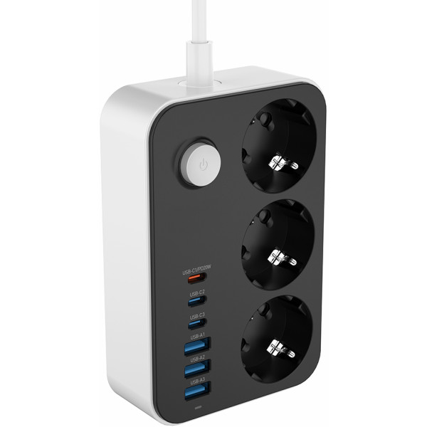 Фото - Сетевой фильтр Colorway 3 роз., 6xUSB (3xUSB-A + 3xTYPE-C) 20W Black 2m (CW-CHE36PDB)