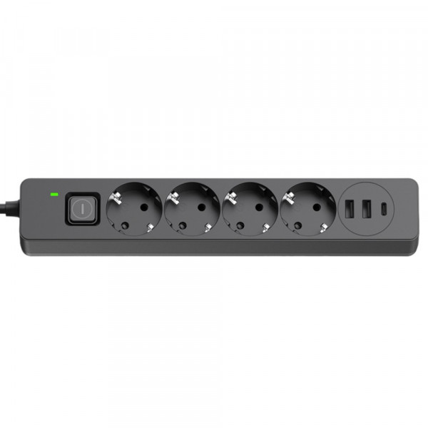 Фото - Мережевий фільтр Colorway 4 роз. 2xUSB-A + 1 Type-C Black 5m (CW-CHE435PDB)